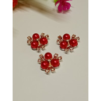 Жемчужный декор / Три жемчужины/ Пластик / 1,8 см /Красный