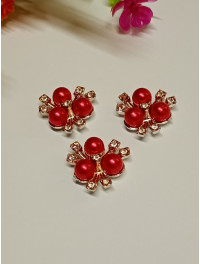 Жемчужный декор / Три жемчужины/ Пластик / 1,8 см /Красный