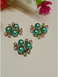 Жемчужный декор / Три жемчужины/ Пластик / 1,8 см / Голубой-ментол