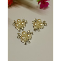 Перловий декор/три перлини/ Пластик/1,8 см/Білий у сріблясті