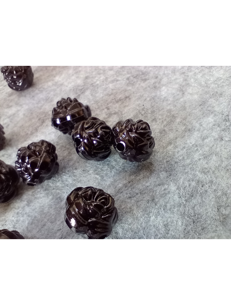 Бусіна "троянда"/ Розмір — 12 мм (відв.2 мм) Колір чорний. Ціна вказана за 10 шт.