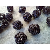 Бусіна "троянда"/ Розмір — 12 мм (відв.2 мм) Колір чорний. Ціна вказана за 10 шт.