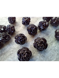 Бусіна "троянда"/ Розмір — 12 мм (відв.2 мм) Колір чорний. Ціна вказана за 10 шт.
