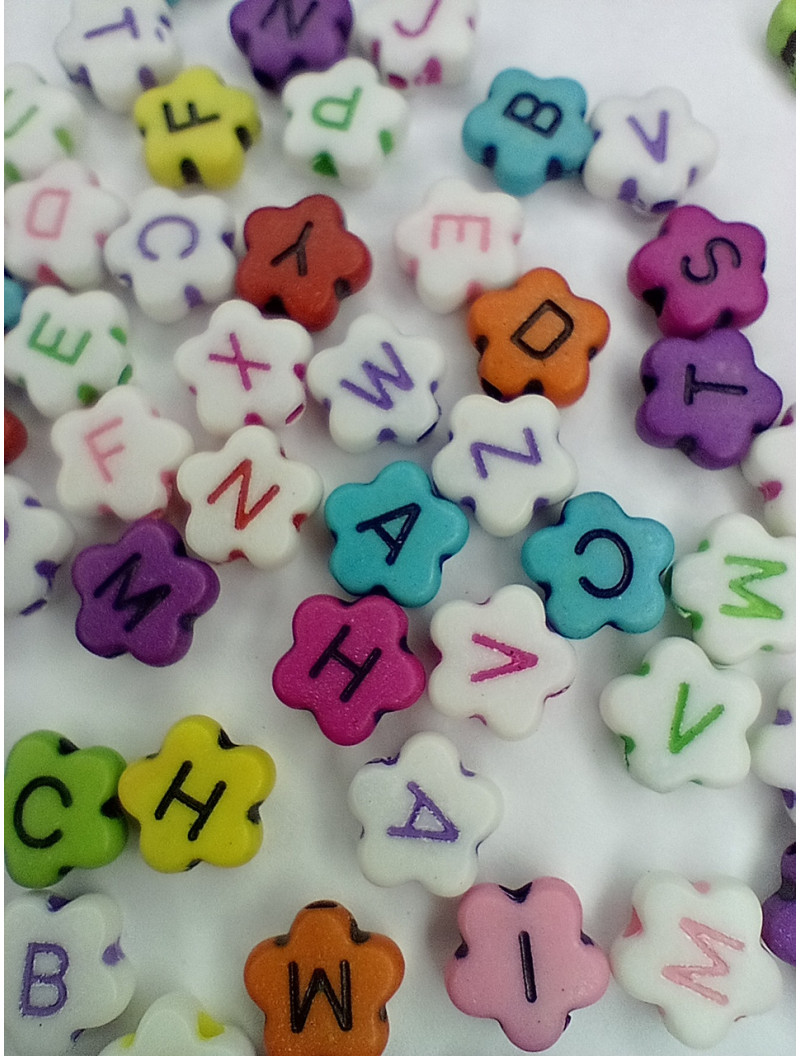 Бусини акрилові матові "алфавіт" Розмір — 10 мм. Паковання 10 грамів (прим.43 шт.) мікс