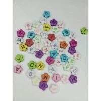 Бусины акриловые матовые "алфавит" Размер - 10 мм. Упаковка 10 грам (прим.43 шт) микс