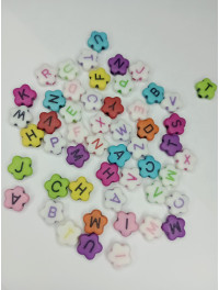 Бусини акрилові матові "алфавіт" Розмір — 10 мм. Паковання 10 грамів (прим.43 шт.) мікс