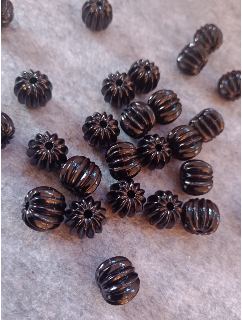 Бусіна пластикова "боченя"/ Розмір — 10 мм (відв.2 мм)/чорний/10 грамів 18 шт.