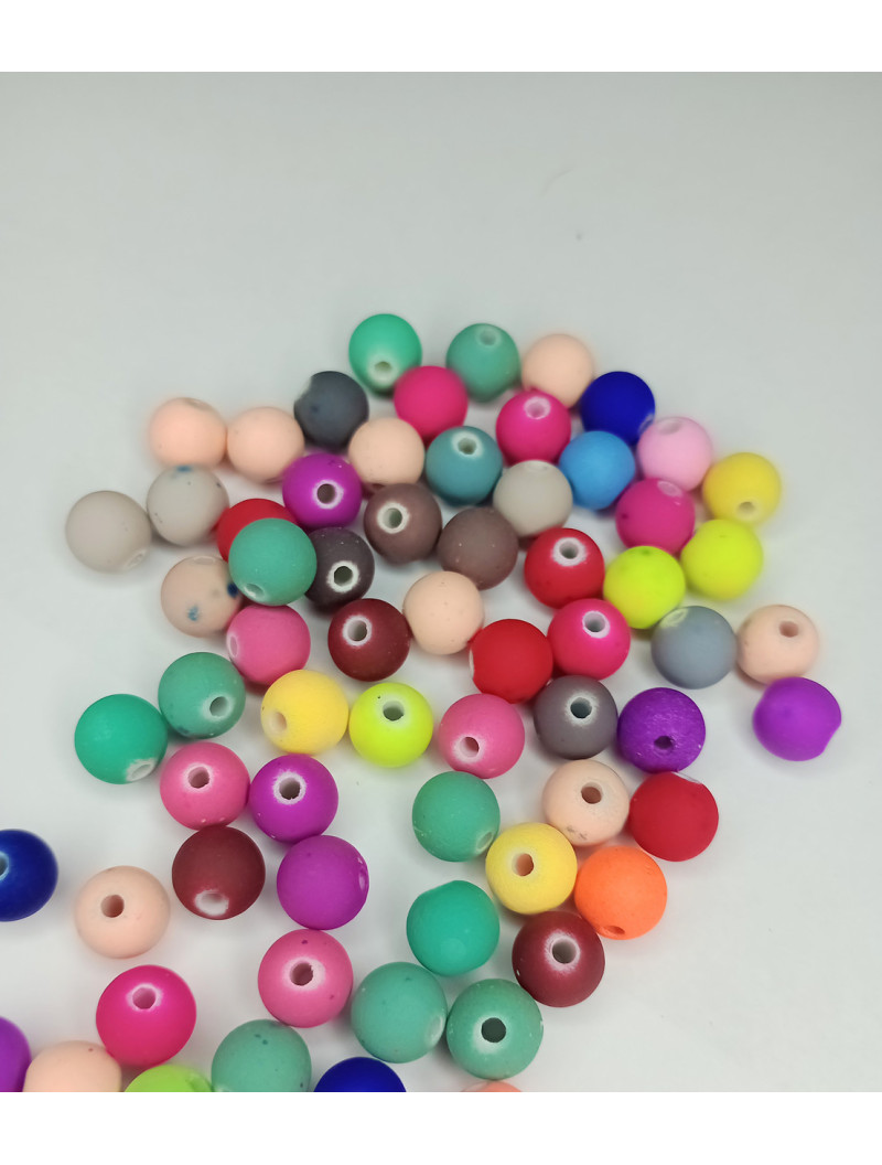 Бусини акрилові матові. Розмір 8 мм. Паковання 10 грамів (прим. 36 шт.) Колір мікс.