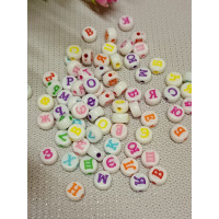 Бусини "букви"/8 мм/мікс/10 грамів (приб.65 шт.)