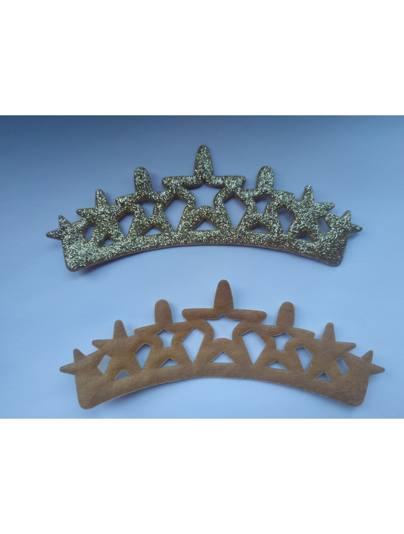 Аппликация из фетра и экокожи "Корона" Размер - 15см×5,5см. Цвет - золото.