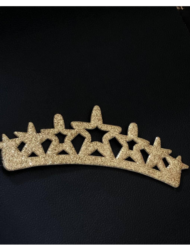 Аппликация из фетра и экокожи "Корона" Размер - 15см×5,5см. Цвет - золото.