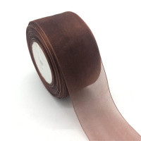 Стрічка "органза"/коричневий/2.5 см/5 метрів