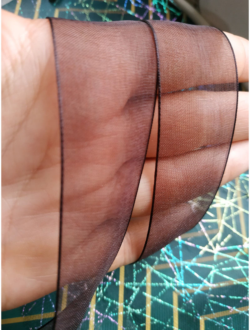 Стрічка "органза"/коричневий/2.5 см/5 метрів