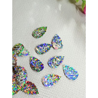 Паєтки "листик"/сріб з голограмою/5 грамів/20×12 мм