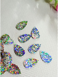 Паєтки "листик"/сріб з голограмою/5 грамів/20×12 мм