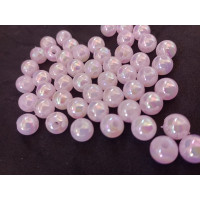 Жемчуг пластик 8 мм/  розовый с переливом/ 20 штук