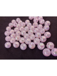 Перли пластик 8 мм/рожевий із переливом/20 штук