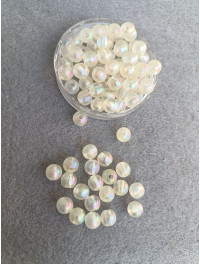 Акрилові намистини/8 мм/10 грамів (40 шт.) білий прозорий із відтінком жовтого