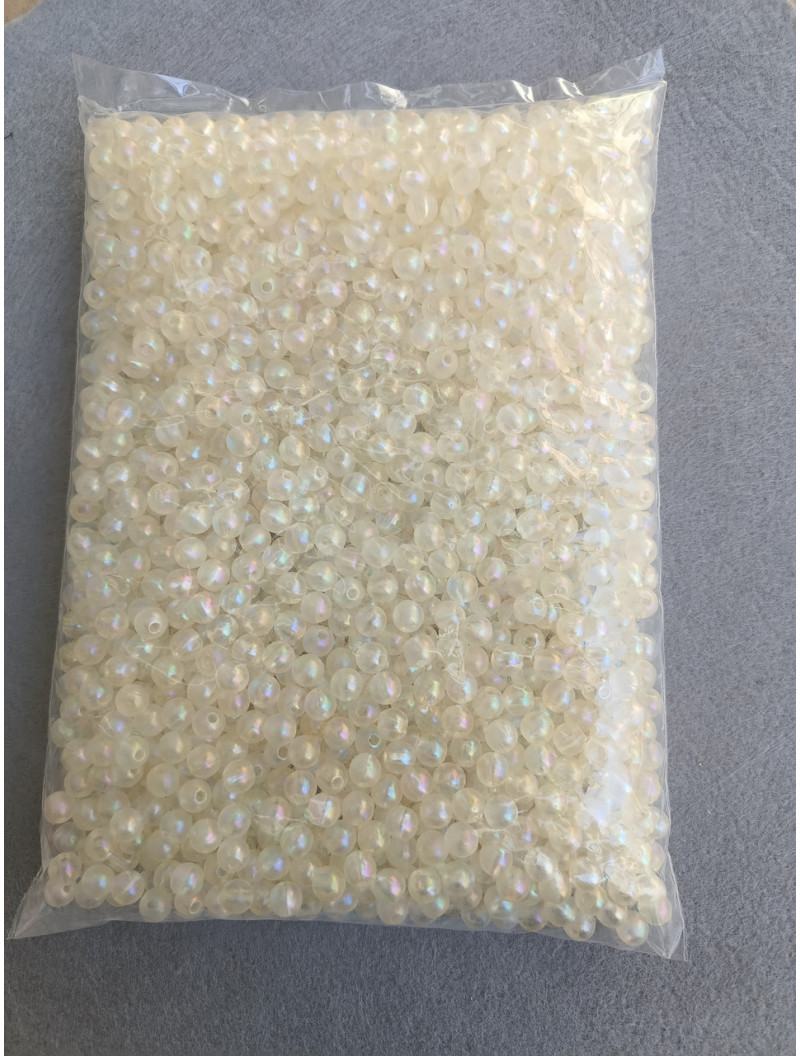 Акрилові намистини/8 мм/10 грамів (40 шт.) білий прозорий із відтінком жовтого