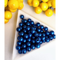 Пластикові намистини 6 мм/синій матовий/10 грамів (прим.100 шт.)