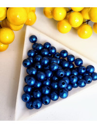 Пластикові намистини 6 мм/синій матовий/10 грамів (прим.100 шт.)