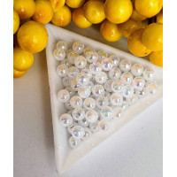 Пластикові намистини 6 мм/білий хамелеон/10 грамів (прим.100 шт.)