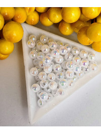 Пластикові намистини 6 мм/білий хамелеон/10 грамів (прим.100 шт.)