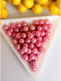 Пластикові намистини 6 мм/рожевий з відтінком пудри/10 грамів (прим.100 шт.)
