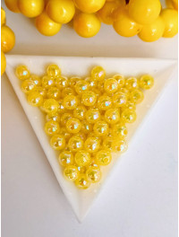 Пластикові намистини 6 мм / жовтий хамелеон/ 10 грамів (прим.100 шт.)