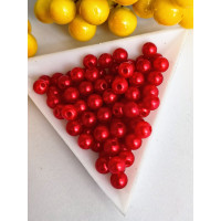 Пластикові намистини 6 мм/червоний матовий/10 грамів (прим.100 шт.)