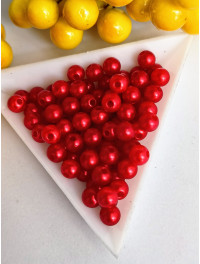 Пластикові намистини 6 мм/червоний матовий/10 грамів (прим.100 шт.)