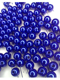 Перлисті намистини — 6 мм. Колір синій. Паковання — 10 грамів (прим 100 шт.).
