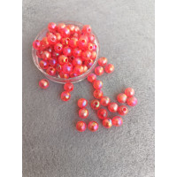 Акрилові намистини/8 мм/10 грамів (40 шт.) червоний прозорий з АБ