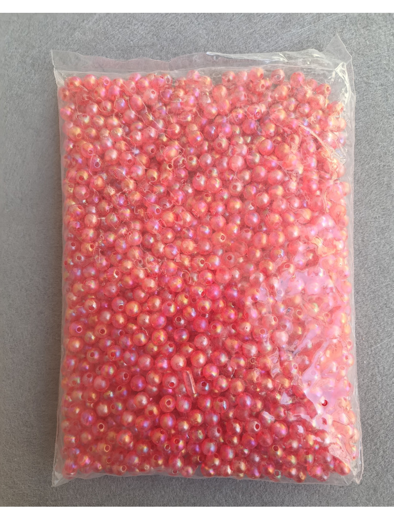 Акрилові намистини/8 мм/10 грамів (40 шт.) червоний прозорий з АБ
