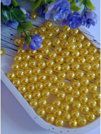 Намисто пластикові 8 мм. Колір — жовтий. Паковання 20 шт.