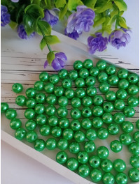 Намисто пластикові 8 мм. Колір зелений. Паковання 50 шт.