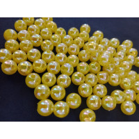 Жемчуг пластик / 8 мм /  желтый с переливом / 20 штук