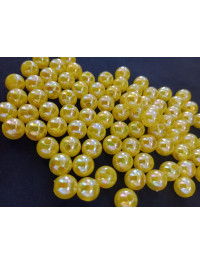 Перли пластик/8 мм/жовтий із переливом/20 штук