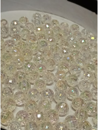 Акрилові намистини/8 мм/прозорий з АБ/ 10 грамів (прим. 65 шт.)