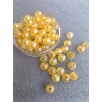 Акриловые бусины/ 8 мм / 10 грам(40шт) жёлтый прозрачный с АБ