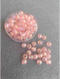 Акрилові намистини/8 мм/10 грамів (40 шт.) рожевий прозорий з АБ