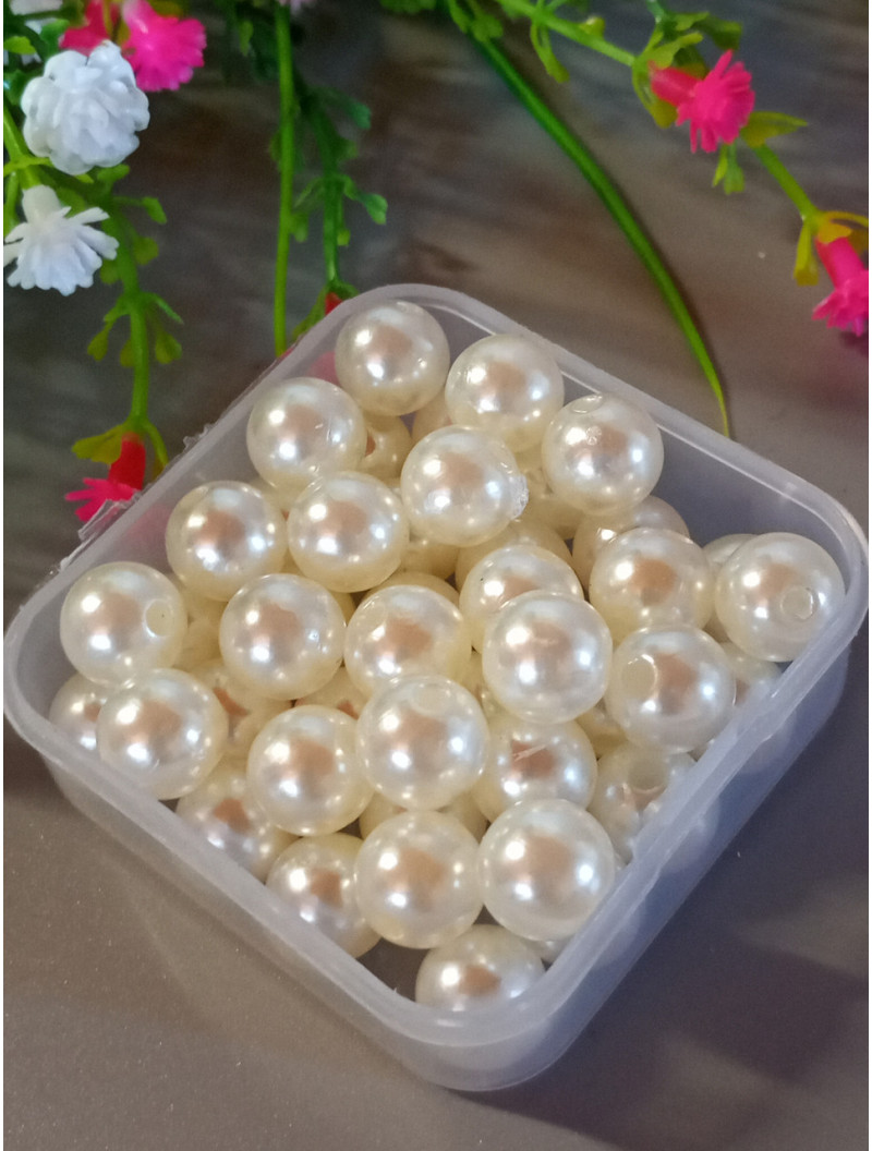 Пластикові люкс намистини/10 мм/ молочний/10 грамів (20 шт.)