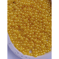 Пластиковые бусины люкс. Размер - 4 мм. Цвет - желтый. Упаковка -5 грам (приб.161 шт)