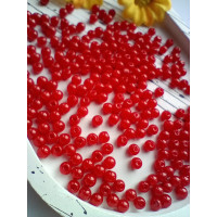 Пластиковые бусины люкс. Размер - 4 мм. Цвет - красный. Упаковка -5 грам (приб.161 шт)