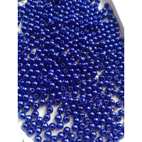 Пластиковые бусины люкс. Размер - 4 мм. Цвет - синий. Упаковка -5 грам (приб.161 шт)