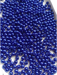 Пластикові намистини люкс. Розмір — 4 мм. Колір синій. Паковання — 5 грамів (приб.161 шт.)