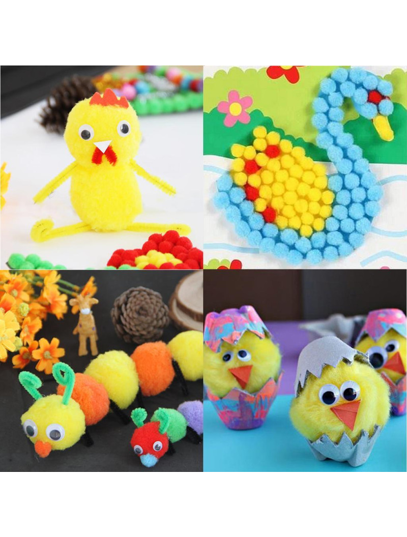 Помпони "люкс" для творчості 1,5 см, 50 шт./жовтогарячий