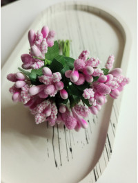 Тичинки "незабудка" на дроті з листочками. Ціна за букет. Колір рожевий