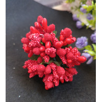 Тичинки "незабудка" на дроті з листочками. Ціна за букет. Колір червоний