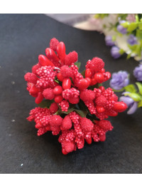 Тичинки "незабудка" на дроті з листочками. Ціна за букет. Колір червоний